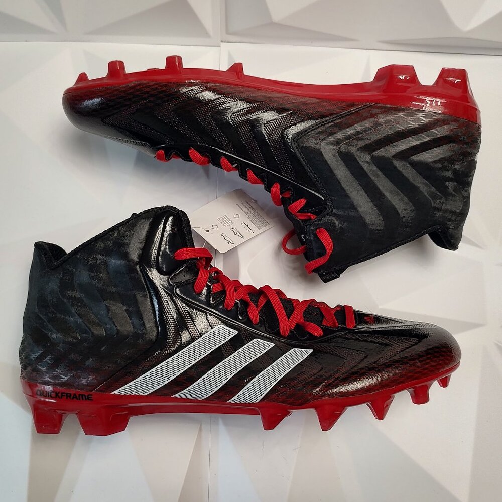Adidas Mens Football Cleats 16 Black Red Shoe Lacrosse Crazyquick Mid Top